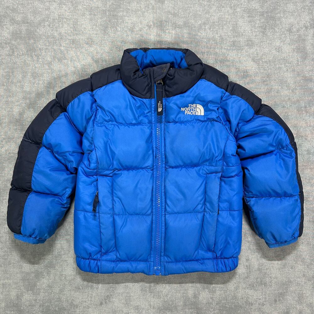 The North Face 550 Down Puffer Jacket Toddler 2T Blue Navy Colorblock